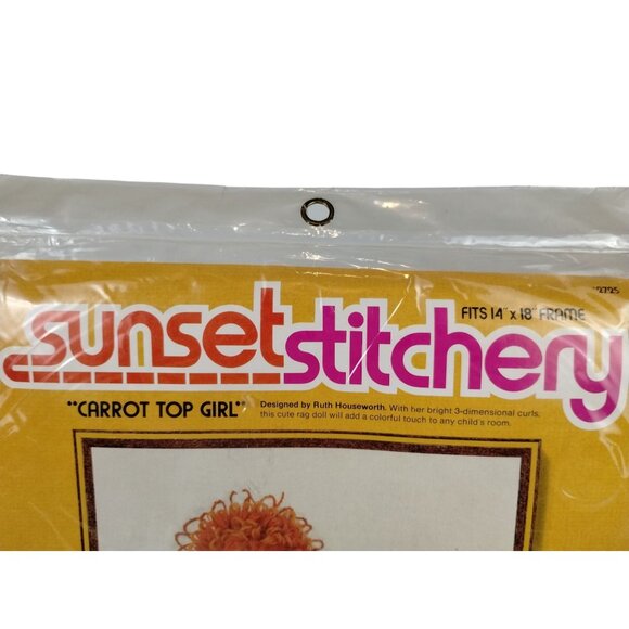Sunset Designs Carrot Top Girl Rag Doll Crewel Embroidery Vintage Stitchery Kit - Picture 5 of 8
